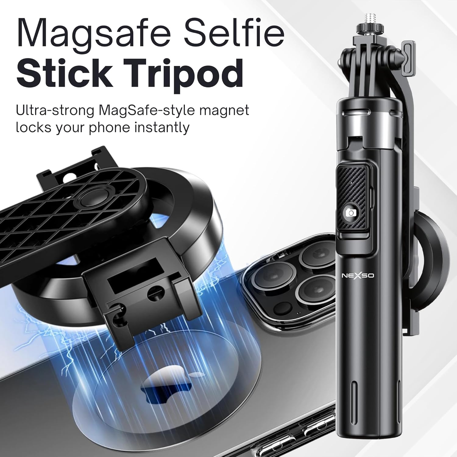 Nexso Magnetic Selfie Stick Tripod Bluetooth 1.34m