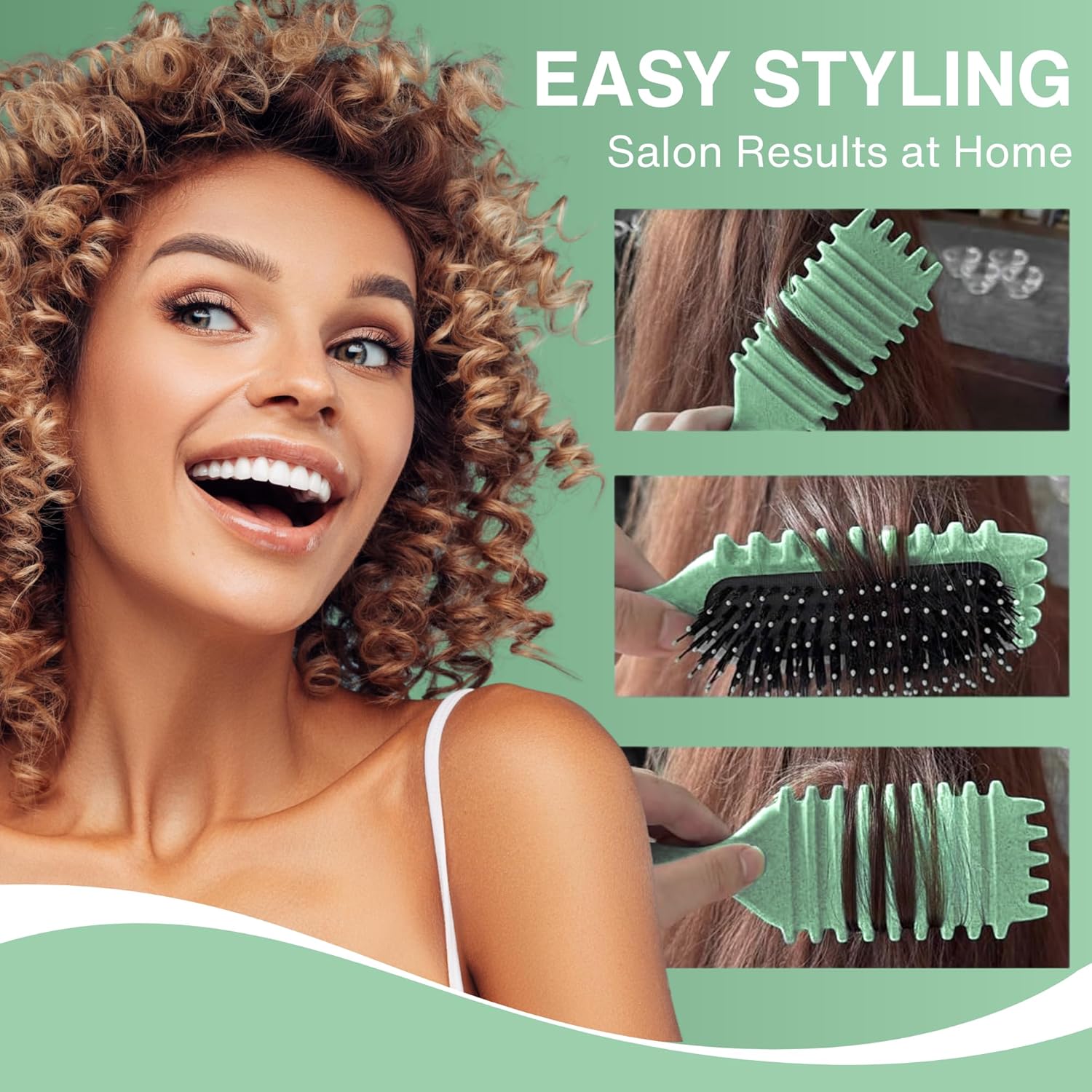 Nexso Curl Defining Hair Brush – Heat-Resistant, Green