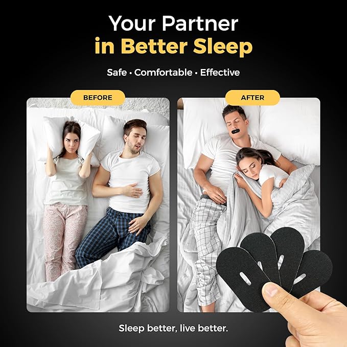 Nexso Black Mouth Tape 30pcs Hypoallergenic Snore Strips