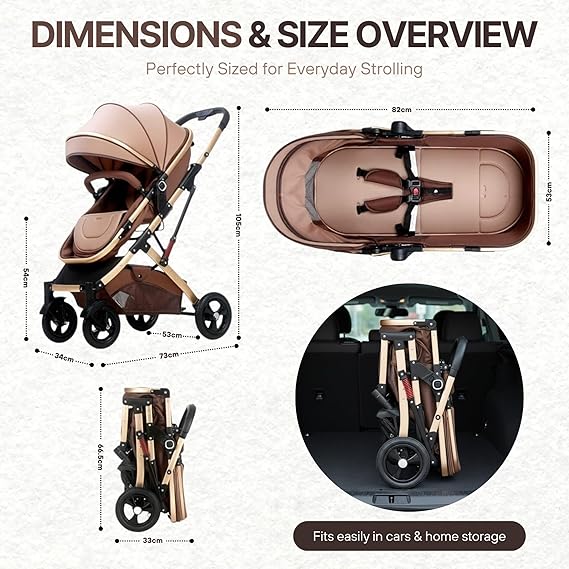 Nexso 2-in-1 Baby Stroller Reversible Foldable