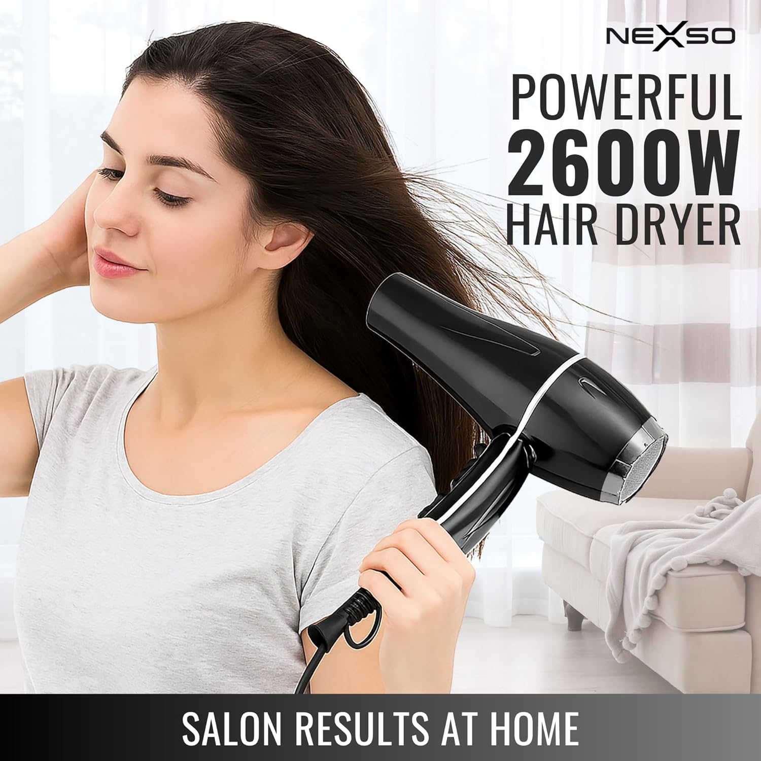 Nexso 2600W Hair Dryer with Diffuser Ionic Fast Drying