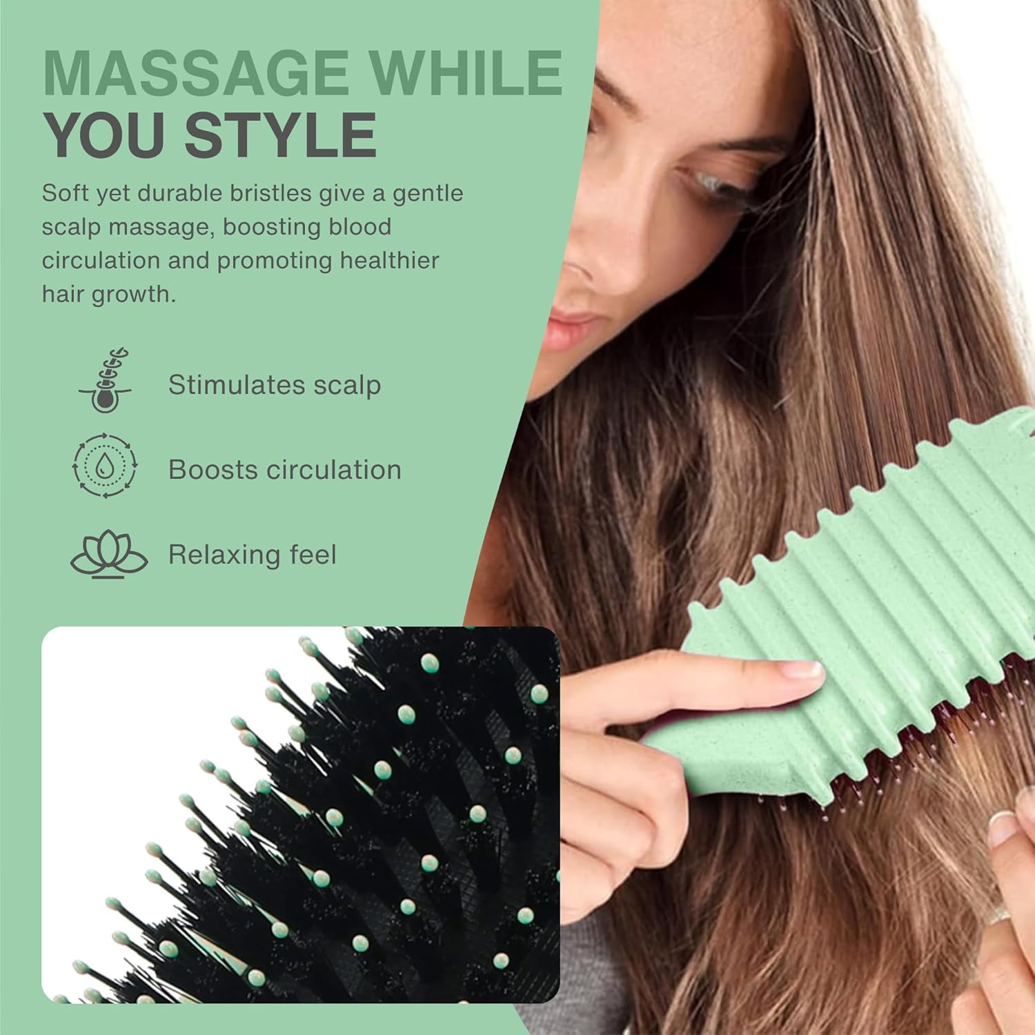 Nexso Curl Defining Hair Brush – Heat-Resistant, Green