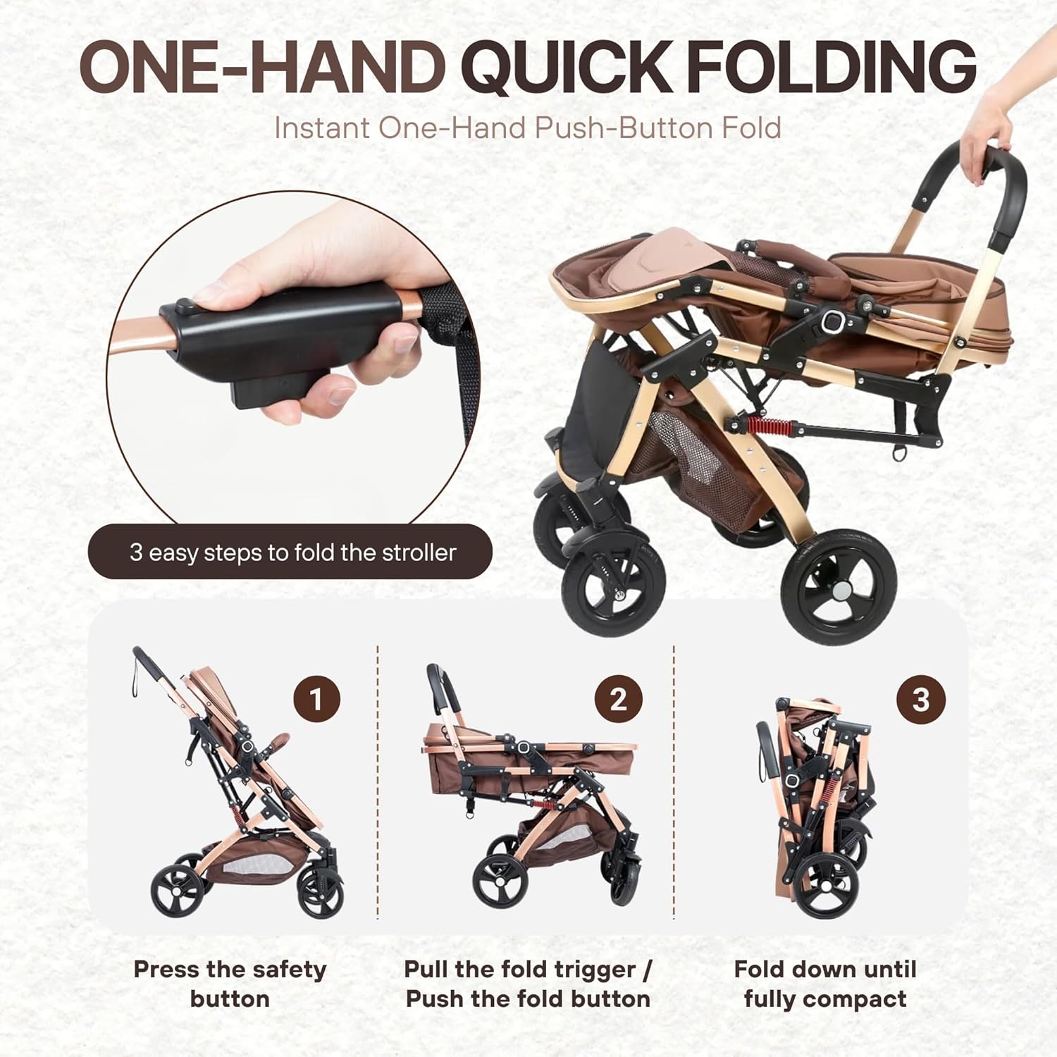 Nexso 2-in-1 Baby Stroller Reversible Foldable