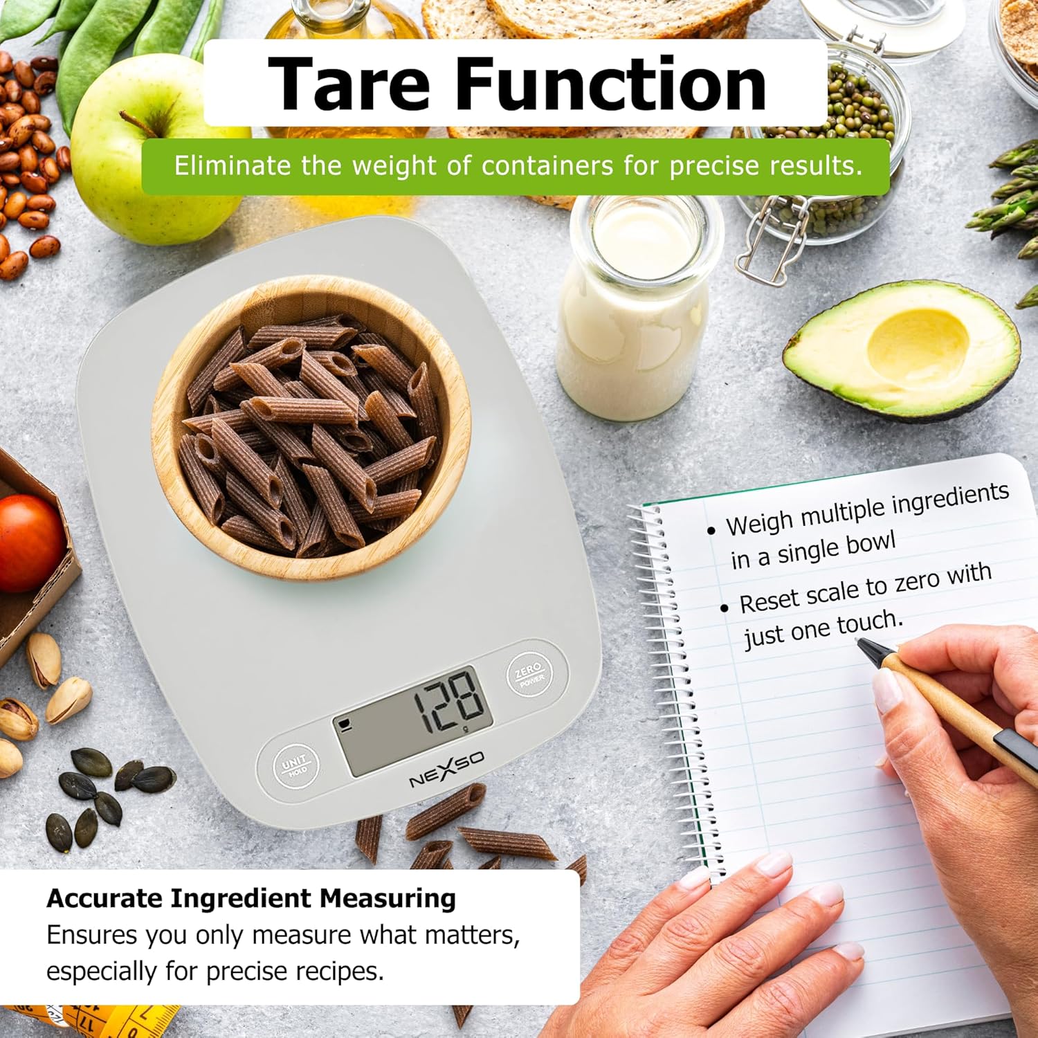 Nexso Digital Food Scale 5kg Stainless Steel LCD Tare