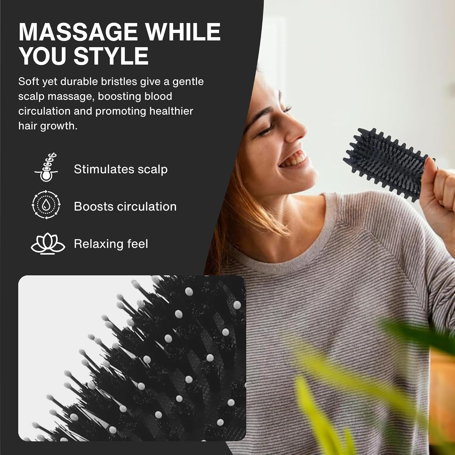 Nexso Curl Defining Hair Brush – Heat-Resistant, Black