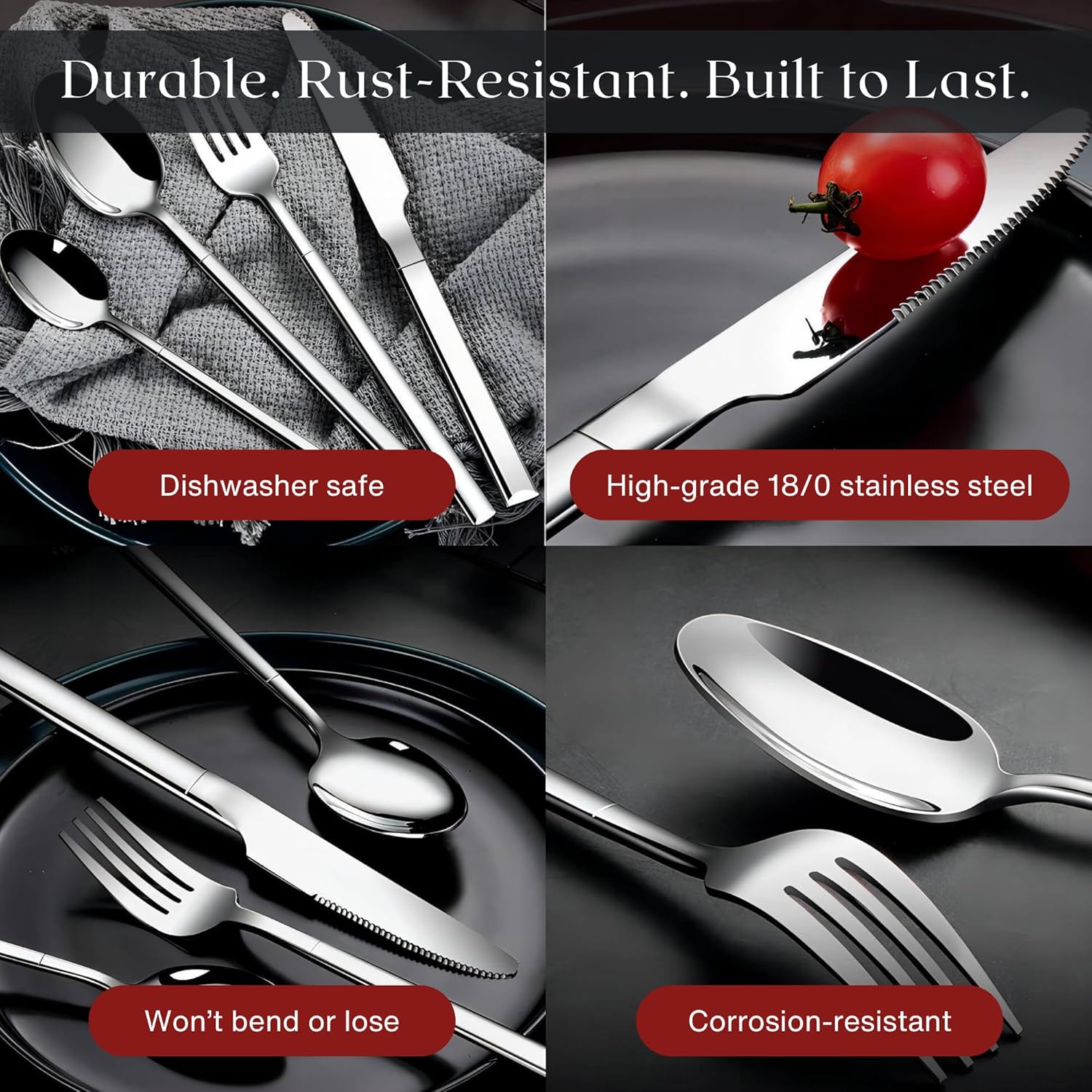 Nexso 30pcs Silver Cutlery Set Stainless Steel Mirror