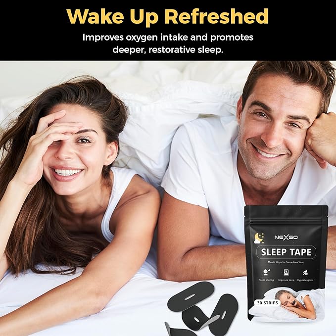 Nexso Black Mouth Tape 30pcs Hypoallergenic Snore Strips