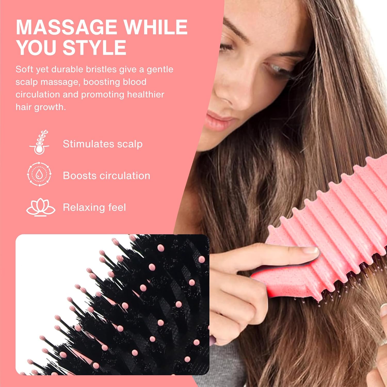 Nexso Curl Defining Hair Brush – Heat-Resistant, Pink