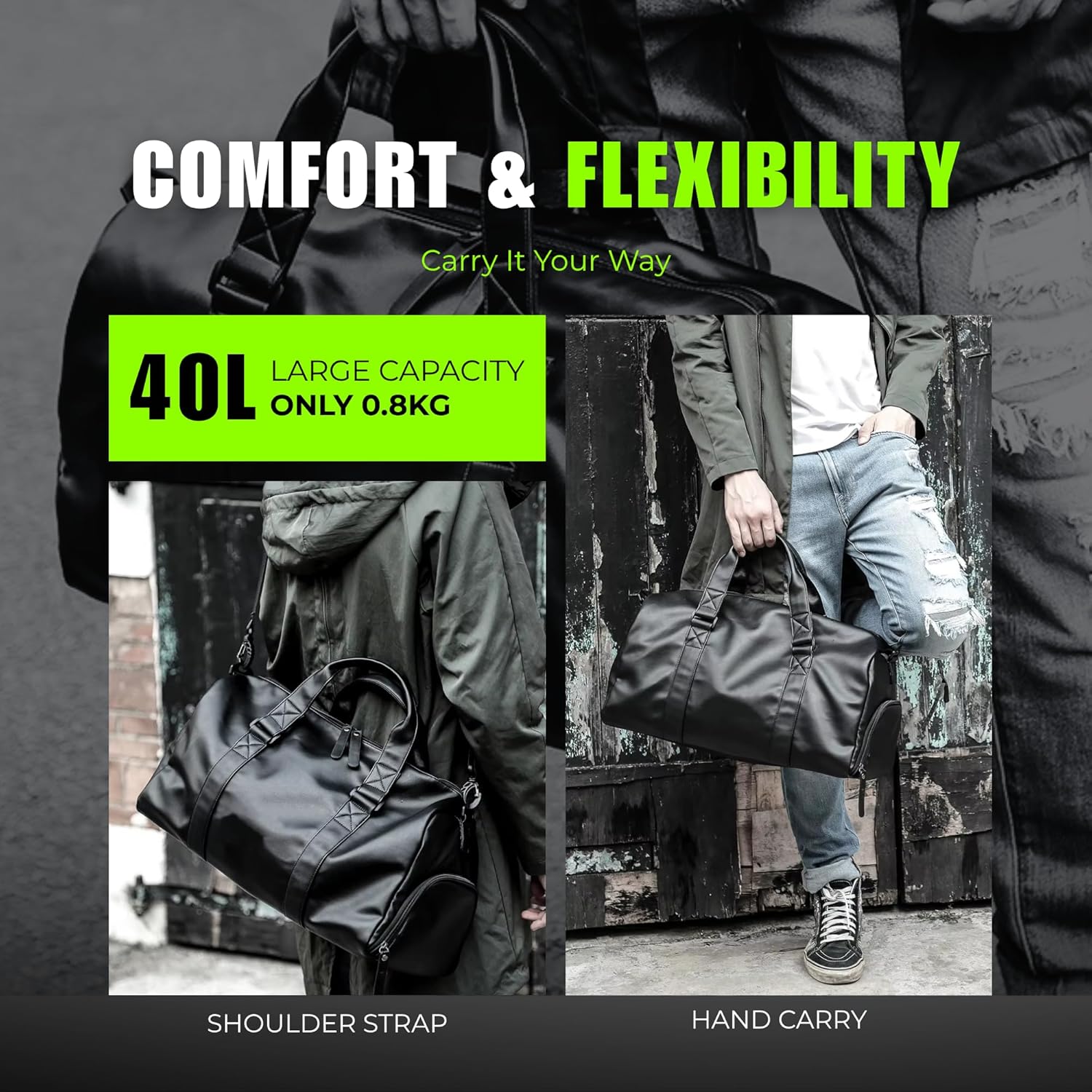 NEXSO Waterproof Gym Bag 40L – Sports Duffel Travel Bag