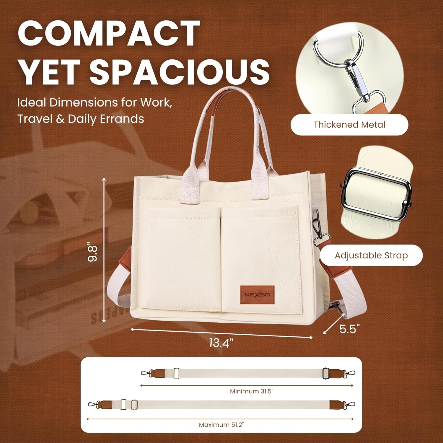 NEXSO Women’s Canvas Handbag – Beige Tote Shoulder Bag