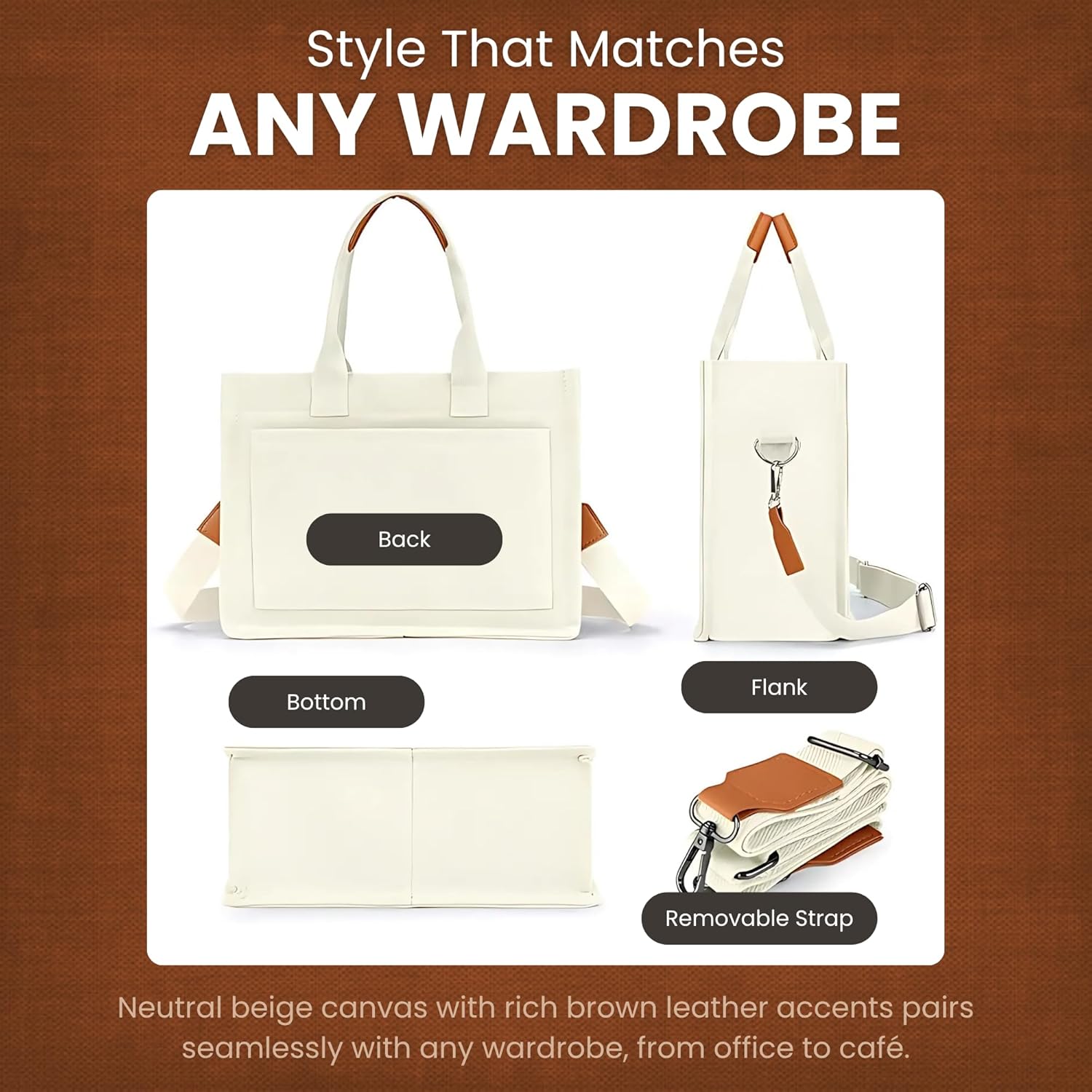 NEXSO Women’s Canvas Handbag – Beige Tote Shoulder Bag