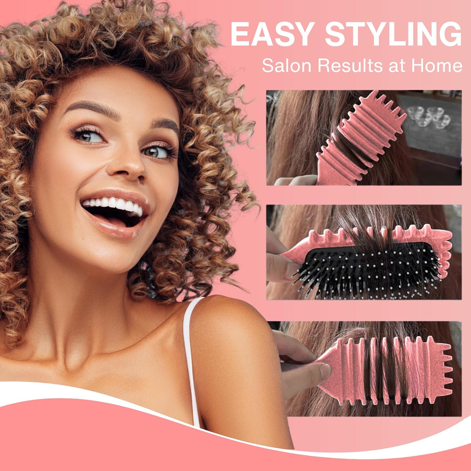 Nexso Curl Defining Hair Brush – Heat-Resistant, Pink