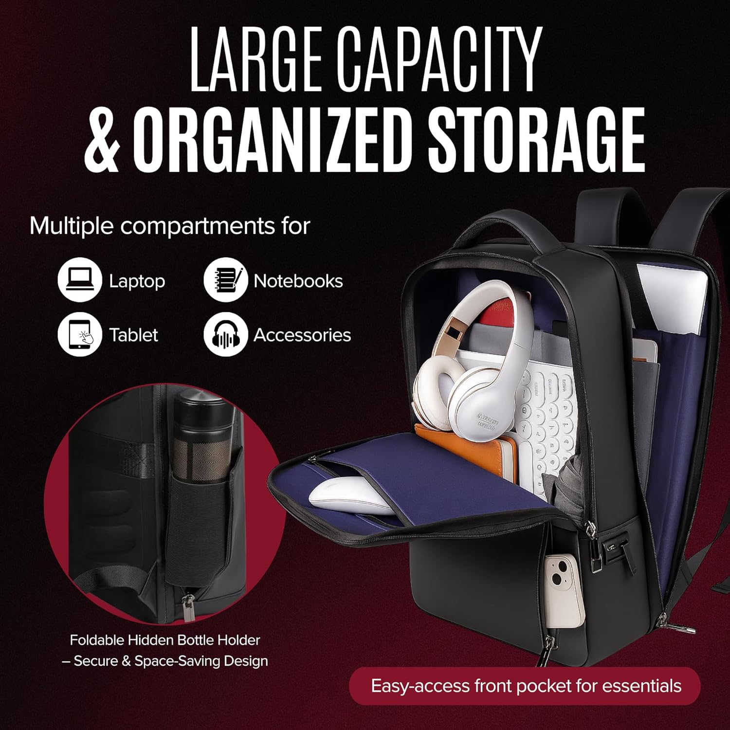 NEXSO Men’s Black Backpack UAE – Waterproof Laptop Travel Bag