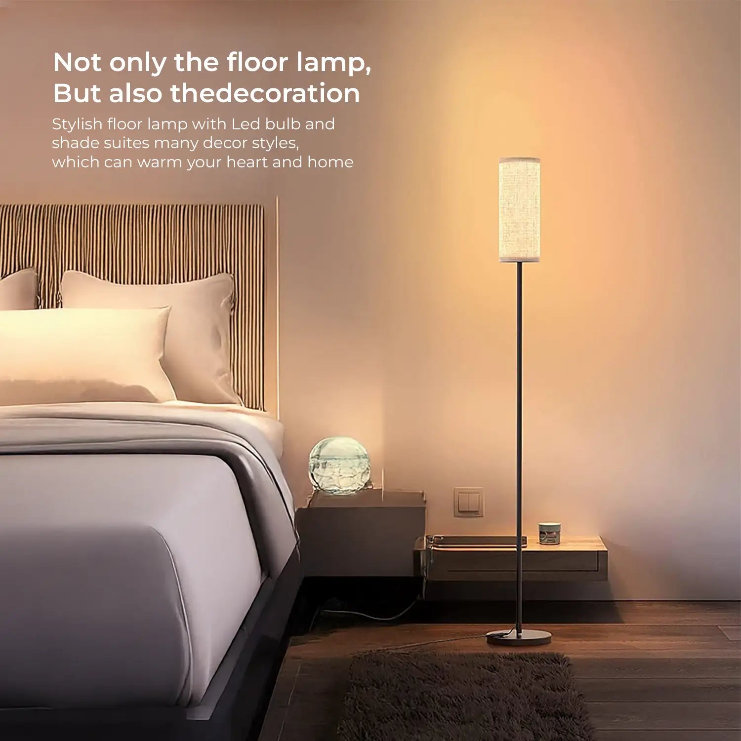 Nexso Vertical Floor Lamp Black 3-Color Remote LED