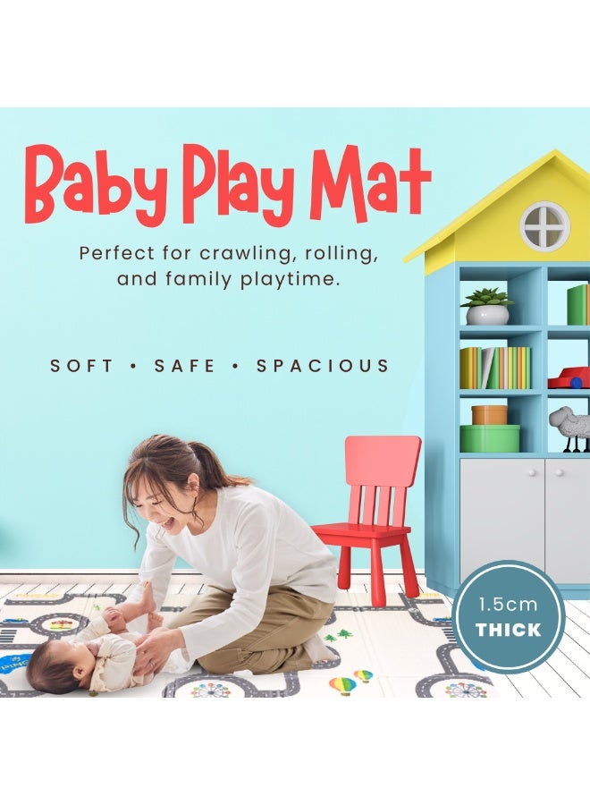 NEXSO Baby Play Mat 200×180cm – Waterproof XPE Foam Foldable Crawling Mat for Babies & Toddlers | Non-Toxic Thick Floor Play Mat | Pet World & Track Design