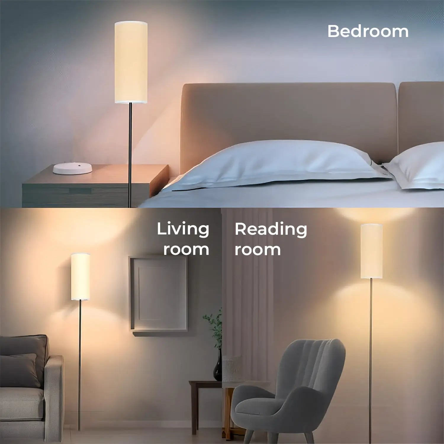 Nexso Vertical Floor Lamp Black 3-Color Remote LED