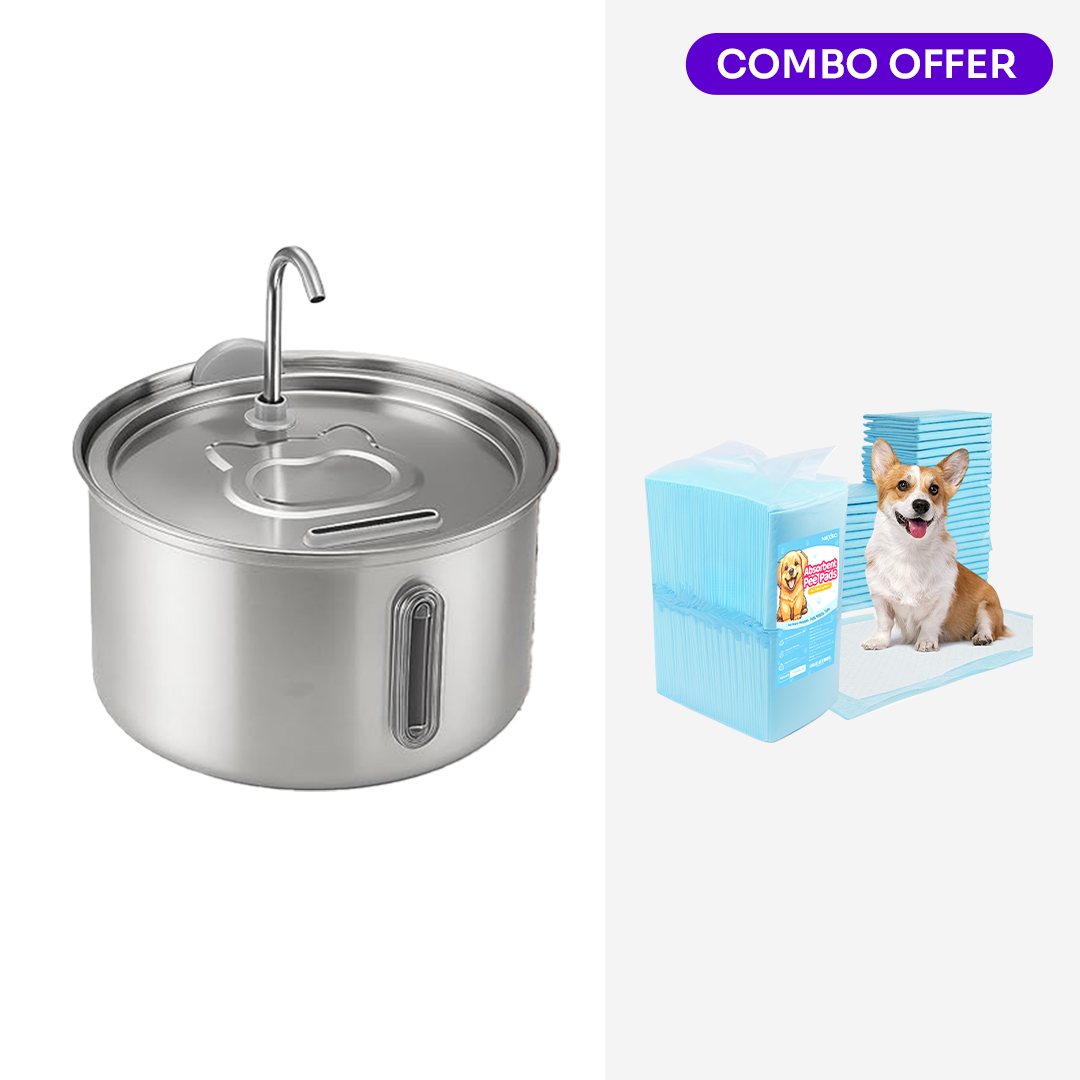 Nexso cat water fountain silver with pee pads combo