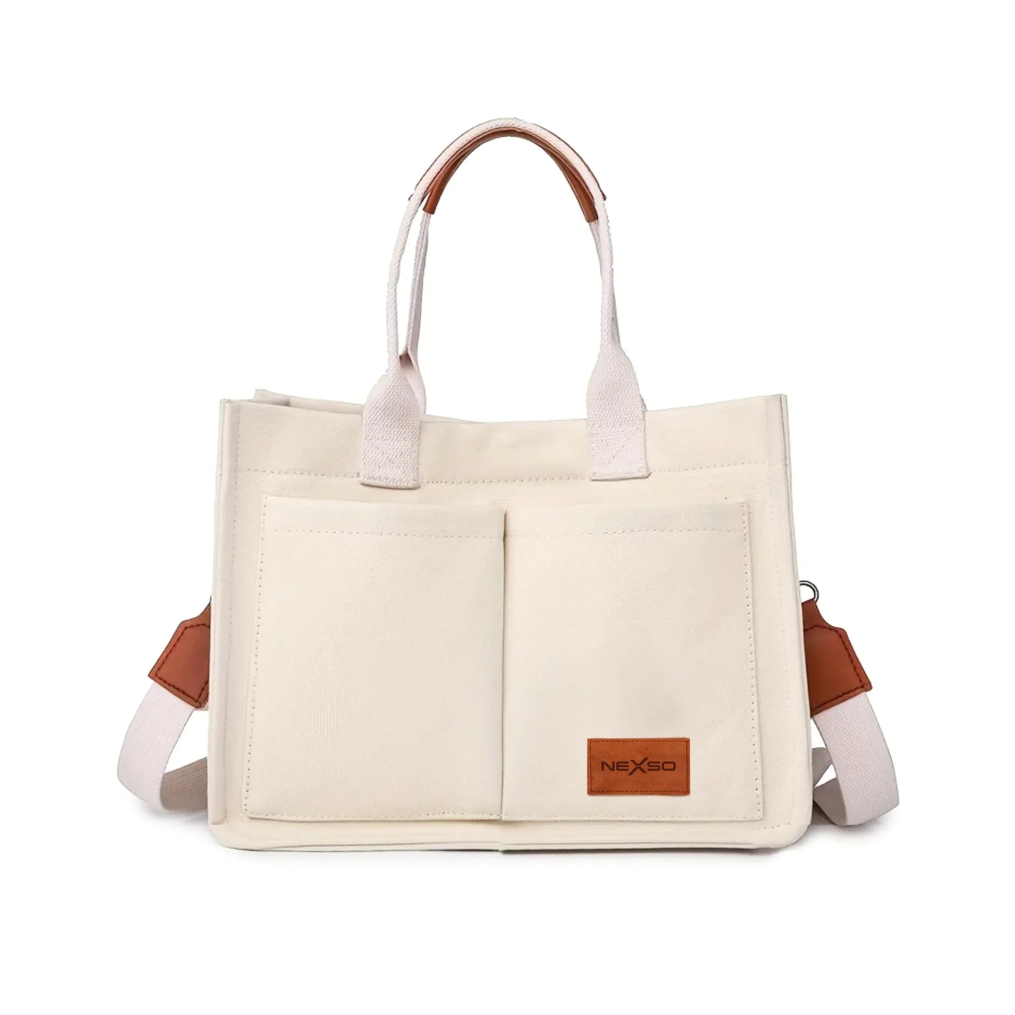 NEXSO Women’s Canvas Handbag – Beige Tote Shoulder Bag