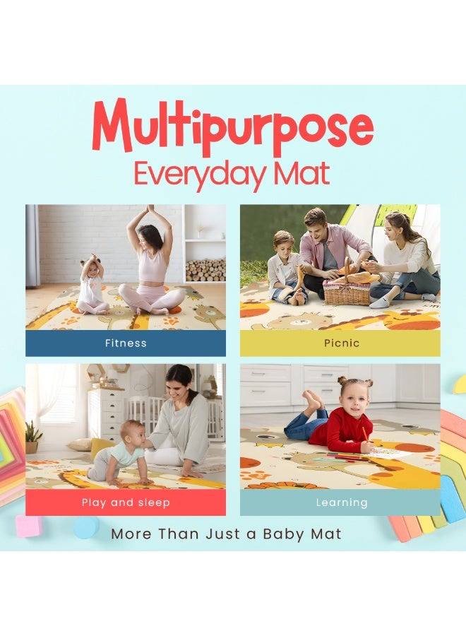 NEXSO Baby Play Mat 200×180cm – Waterproof XPE Foam Foldable Crawling Mat for Babies & Toddlers | Non-Toxic Thick Floor Play Mat | Pet World & Track Design