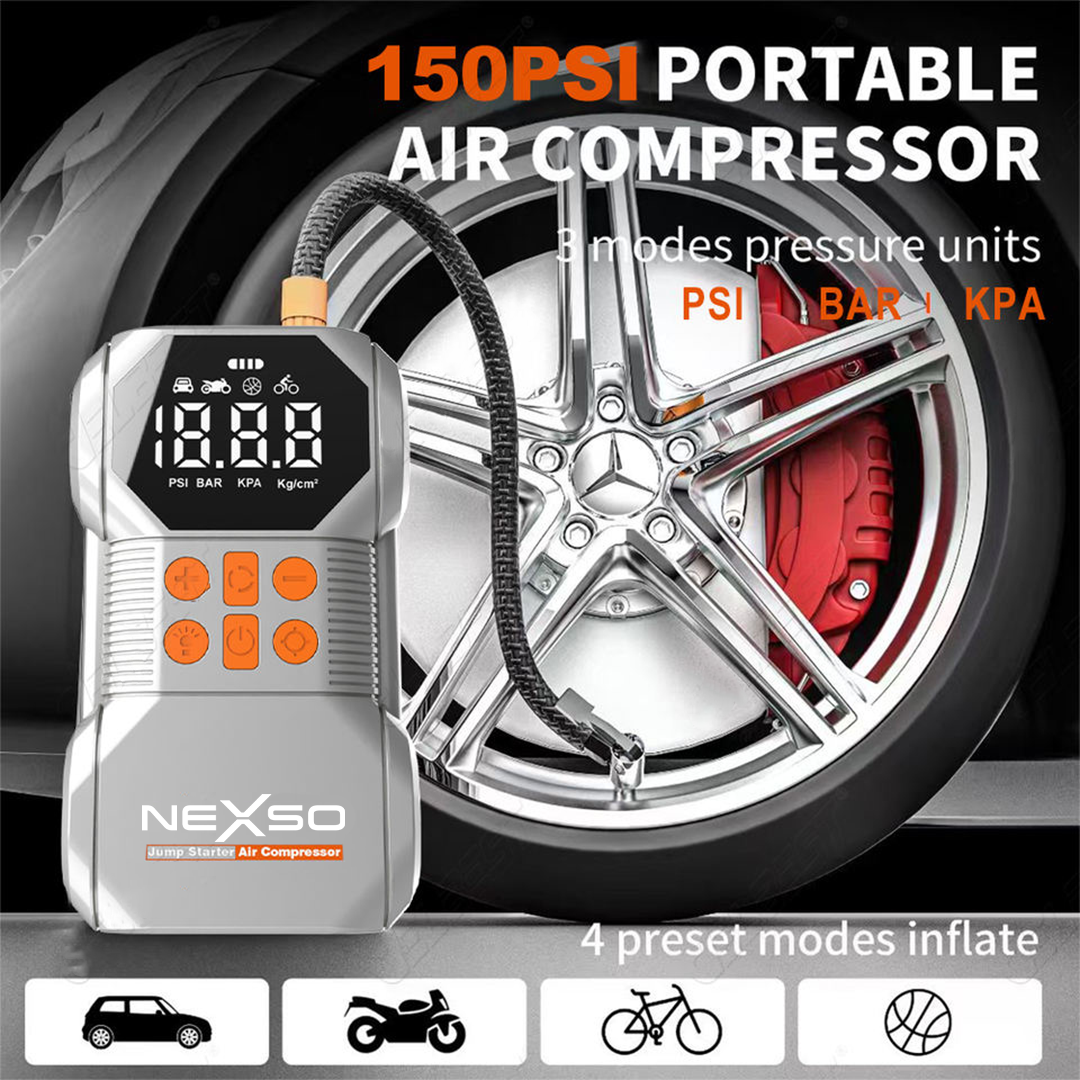Portable Car Jump Starter with 18000mAh Wireless Charging, 1500A Peak Battery Booster Pack, USB-C Fast Charging Power Bank, LED Emergency Flashlight for 12V Cars, Tyre Inflator for Car